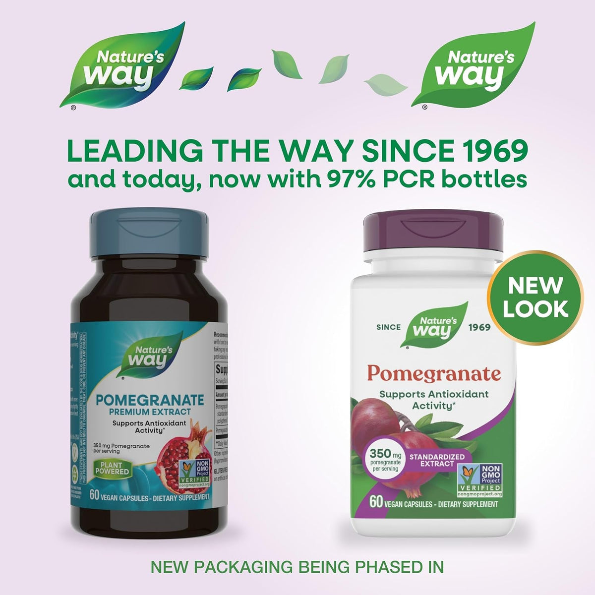Nature'S Way Pomegranate, Supports Antioxidant Activity*, Standardized Extract, 350 Mg per Serving, Non-Gmo Project Verified, Vegan, 60 Capsules (Packaging May Vary)