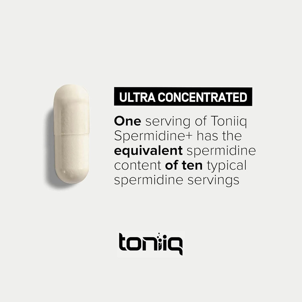 Toniiq 22Mg Ultra Concentrated Spermidine Supplement -Spermidine Supplements for Men and Women - Rice Germ Extract and Trihydrochloride Complex Blend - 60 Vegetarian Capsules - 30 Servings