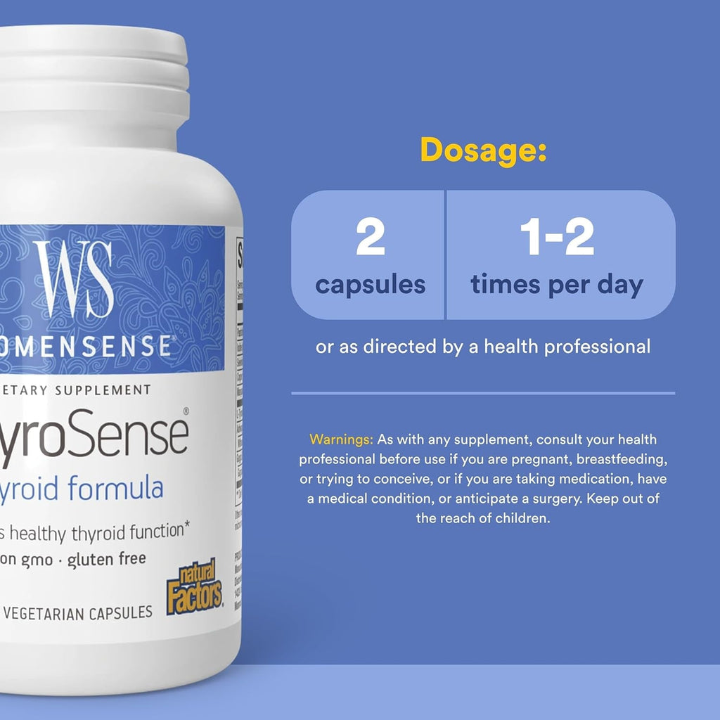 Womensense Thyrosense by Natural Factors, Natural Supplement to Support Healthy Thyroid Function, Vegetarian, Non-Gmo, 60 Capsules (30 Servings)