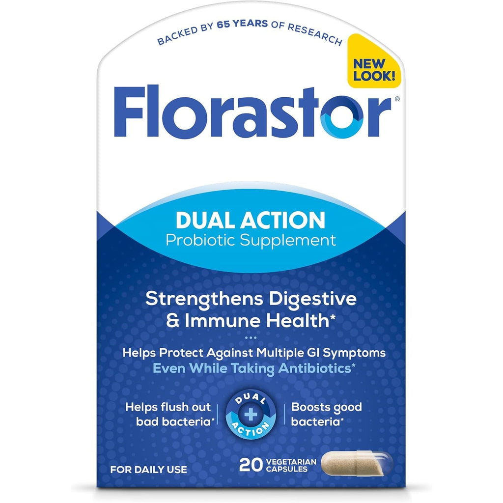 Florastor Probiotics for Digestive & Immune Health, 20 Capsules, Probiotics for Women & Men, 1 Probiotic Worldwide, Flush Out Bad Bacteria & Boost the Good with Our Strain Saccharomyces Boulardii