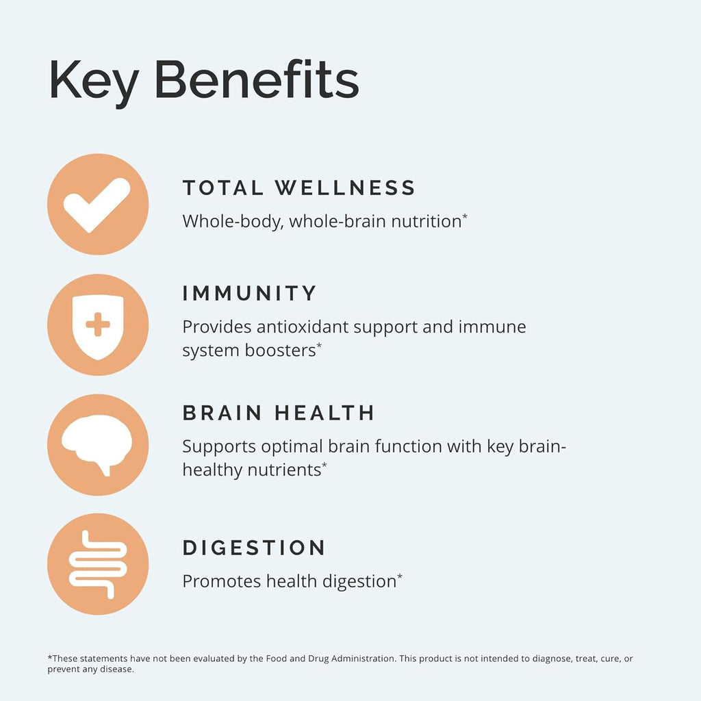BRAINMD Dr Amen Neurovite plus - 120 Capsules - Multivitamin & Mineral Supplement, Enhanced with Phytonutrients, Enzymes & Whole Foods - Gluten Free - 30 Servings