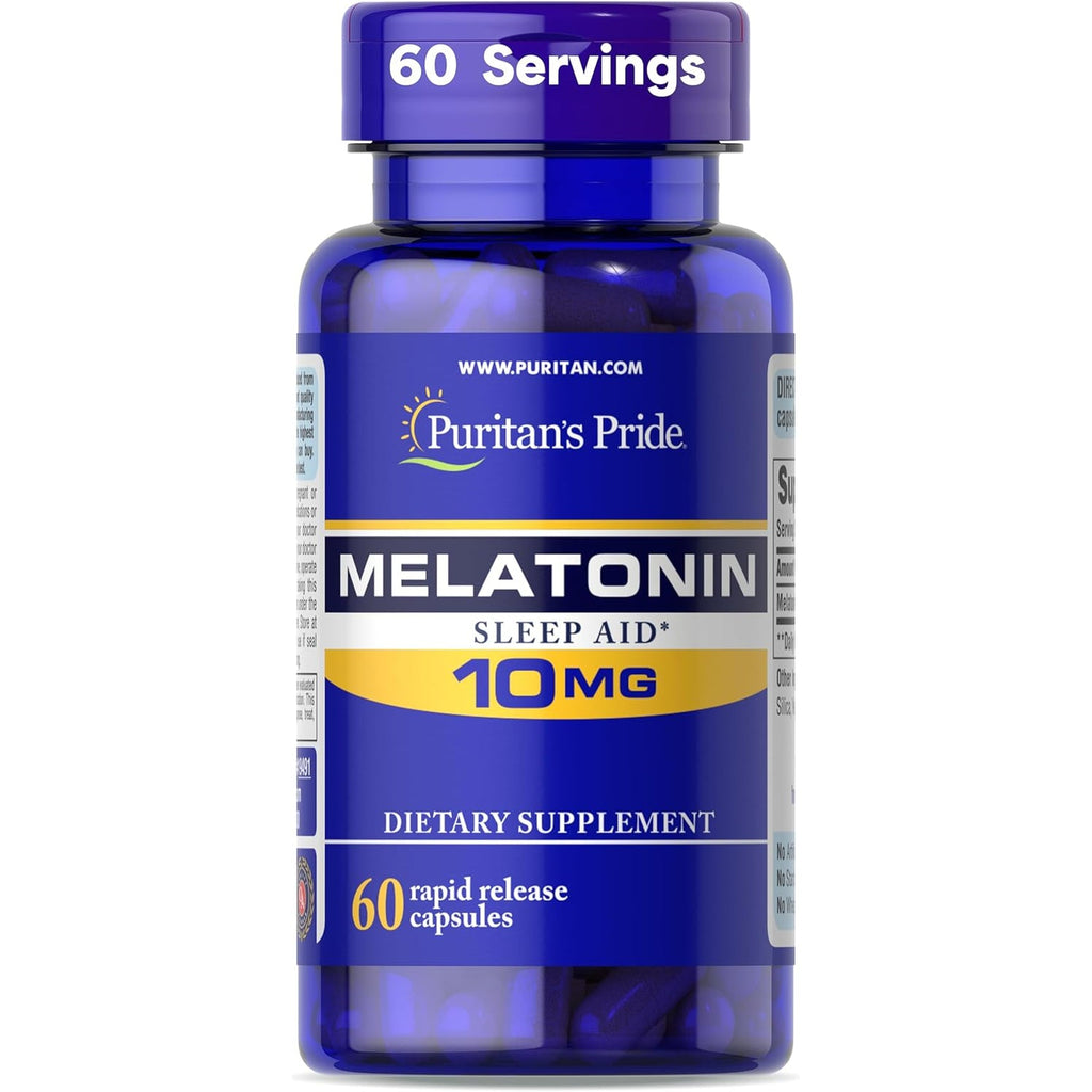 Puritan'S Pride Premium Super Strength Melatonin 10Mg Sleep Aid, Dietary Supplement for Sound, Restful, and Longer Sleep Support, 2 Month Supply, 60 Rapid Release Capsules