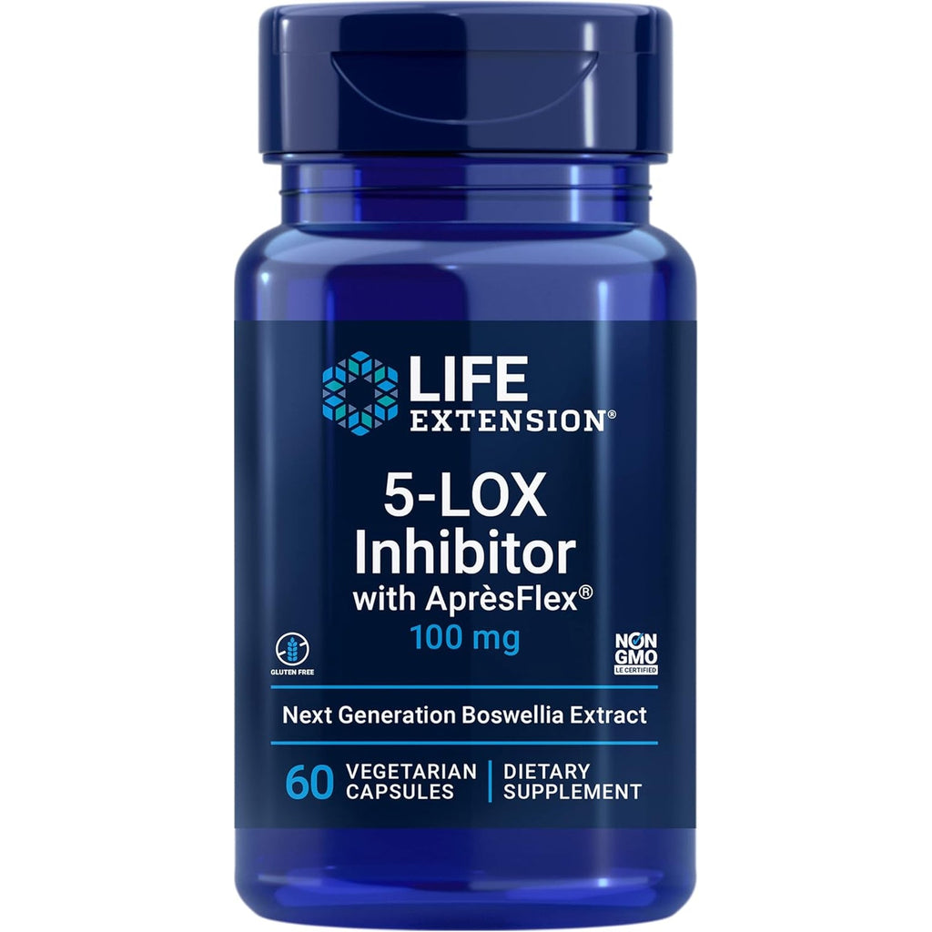 Life Extension 5-LOX Inhibitor with Aprèsflex®, 100 Mg, Standardized Boswellia Serrata Extract, Promotes Joint, Cell & Arterial Health, Gluten-Free, Non-Gmo, Vegetarian, 60 Capsules