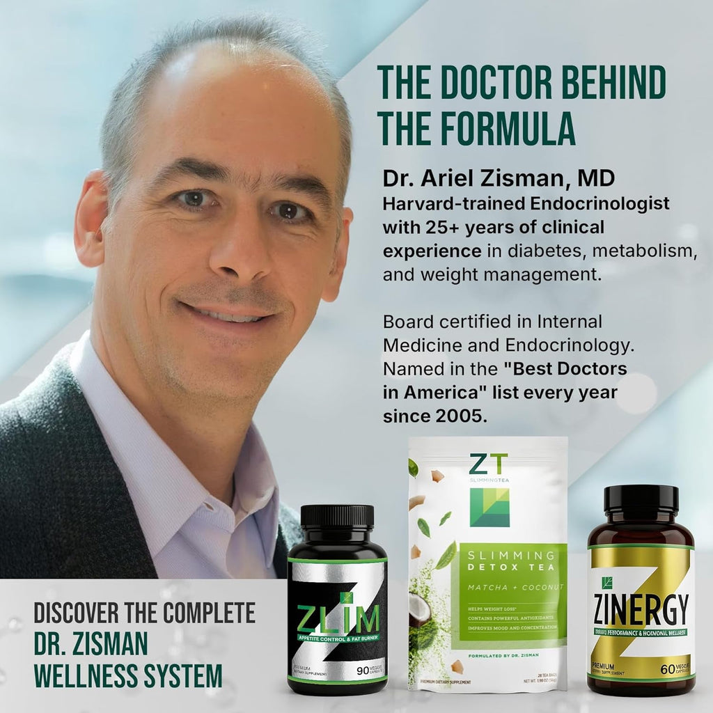 Dr. Zisman ZLIM Fiber Capsules – Fiber Supplement for Digestive & Gut Health Support – Apple Pectin, Gymnema Sylvestre & Ashwagandha – Plant-Based Dietary Supplement – 90 Veggie Capsules