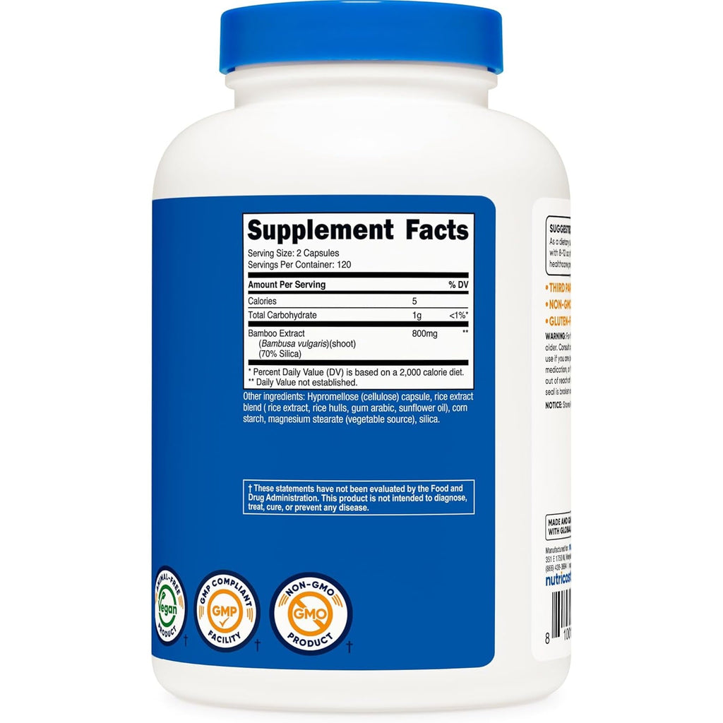 Nutricost Bamboo Extract, 400 Mg, 240 Capsules - Vegan, Gluten Free and Non-Gmo - 120 Servings with 800 Mg