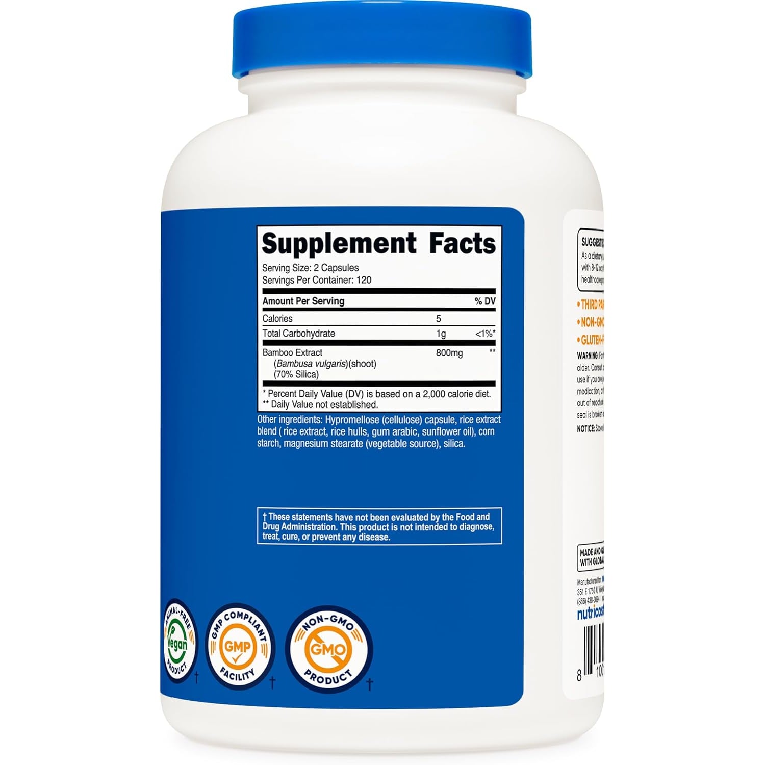 Nutricost Bamboo Extract, 400 Mg, 240 Capsules - Vegan, Gluten Free and Non-Gmo - 120 Servings with 800 Mg