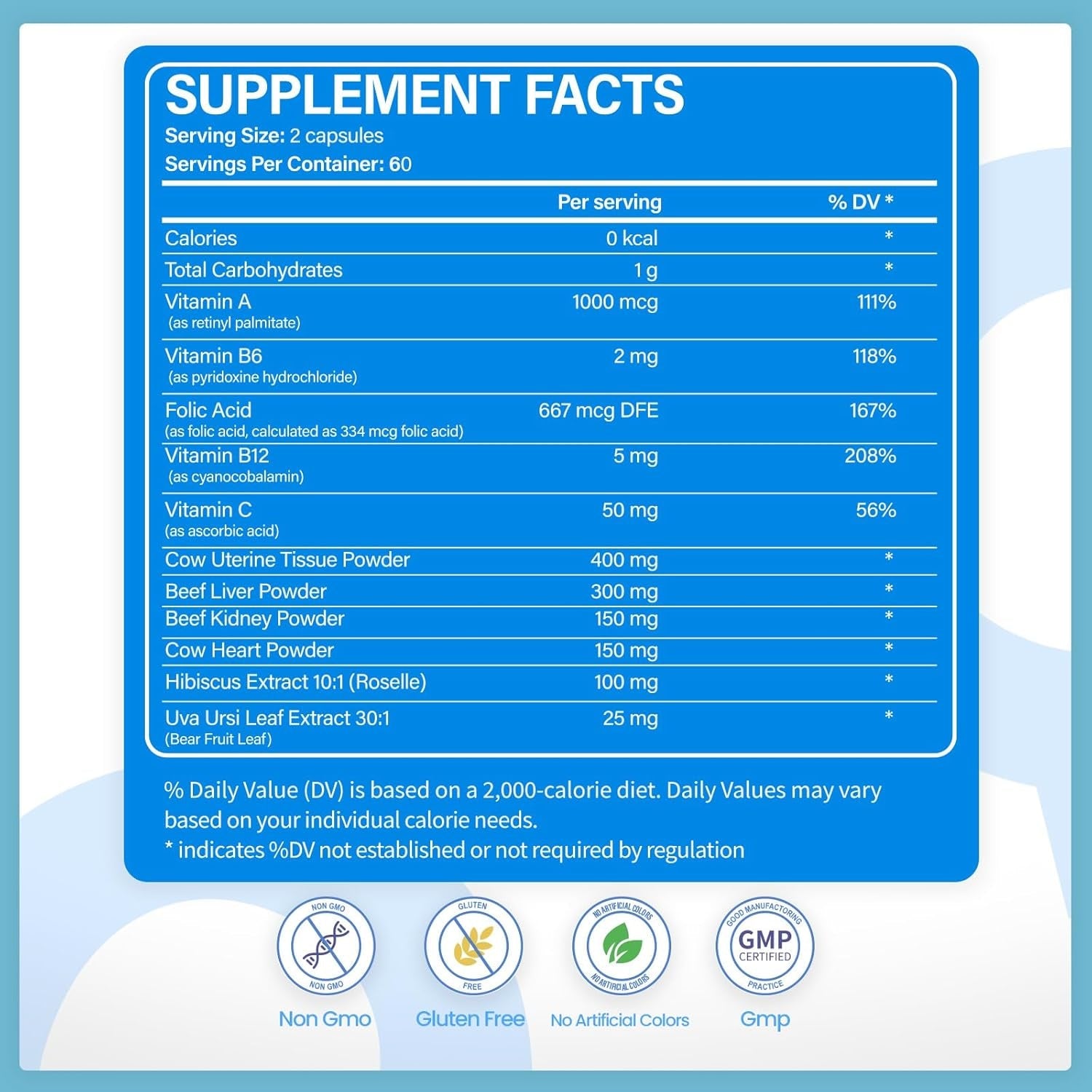 Beef Organ Supplements for Women, Beef Liver, Kidney, Heart, Uterus Tissue, Hormonal Balance, Immune Support,Natural Iron Vitamins Supplements for Energy, Grass Fed Pasture Raised 120 Capsules