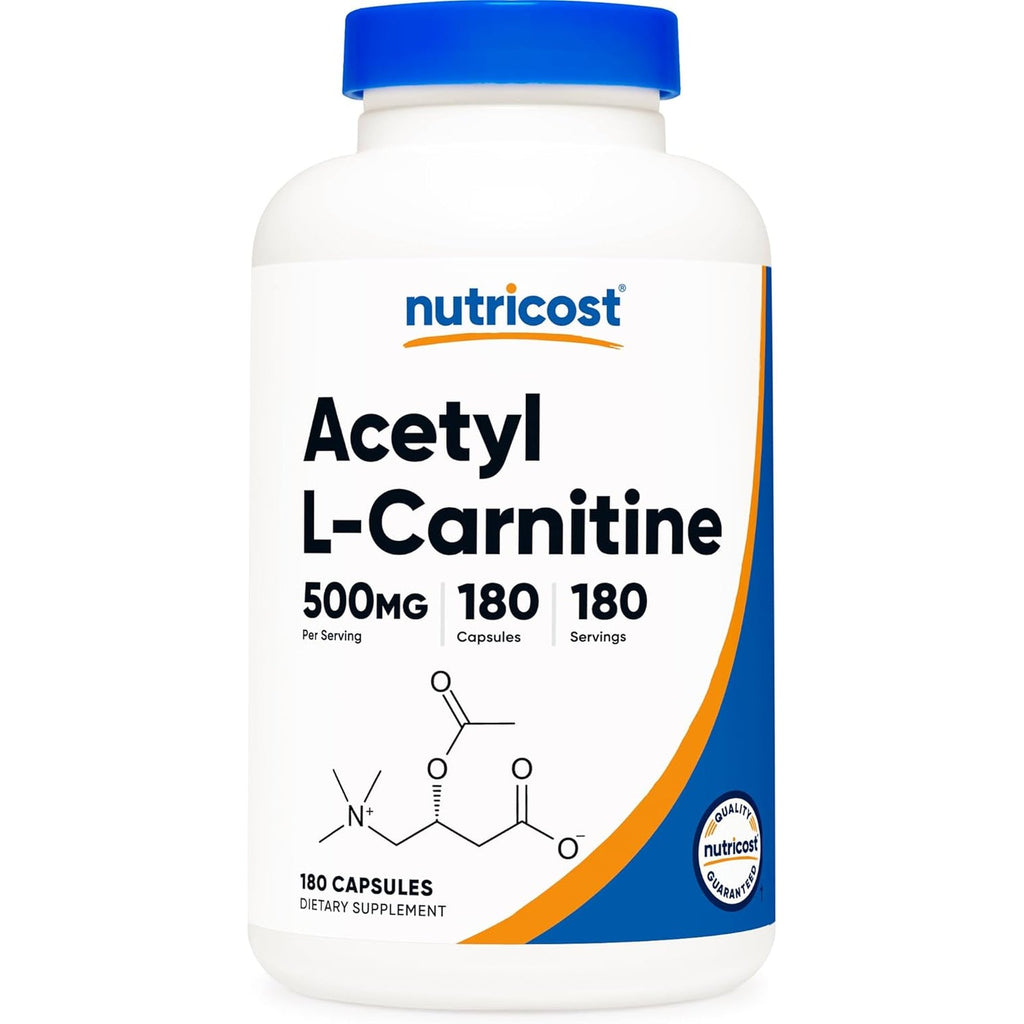 Nutricost Acetyl L-Carnitine (ALCAR) 500Mg, 180 Capsules, 180 Servings - Non-Gmo and Gluten Free, 1 Capsule per Serving