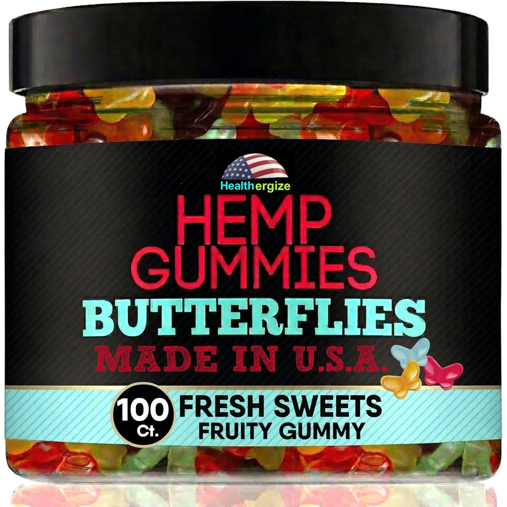 Hemp Gummies for Sleep-Delicious Butterflies Gummy Bears-10 Fresh Fruity Flavors-Natural Candy Edibles for Peace and Relaxation, Nighttime Rest, Calm & Relax-Made in USA-100 Count