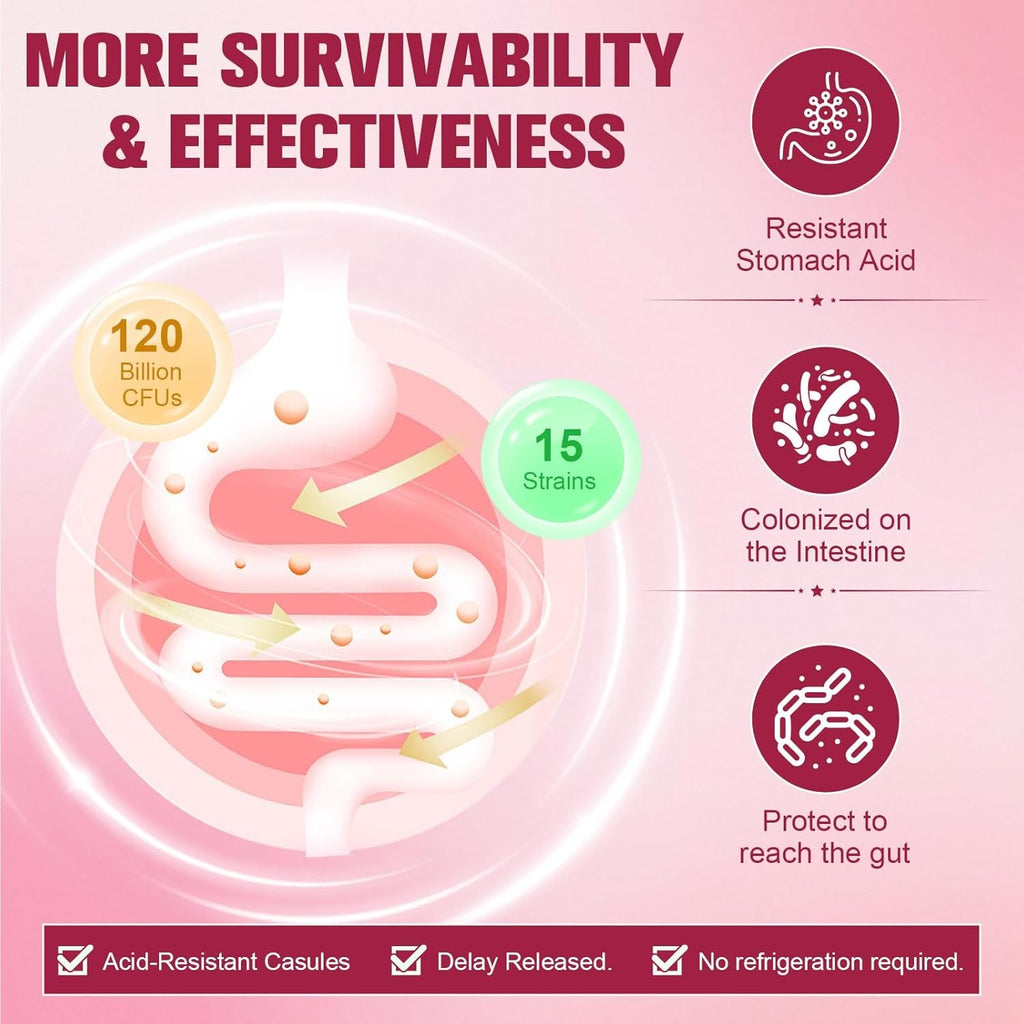 Totaria Probiotics for Women, 120 Billion Women Probiotic, with Akkermansia, Digestive Enzymes & Prebiotics, Cranberry, D-Mannose, for Gut, Vaginal, Urinary, Immune, PH Balance, 120 Vegan Capules