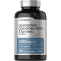 Horbäach Glucosamine Chondroitin MSM | 180 Caplets | with Turmeric | Triple Strength Formula | Non-Gmo & Gluten Free Supplement
