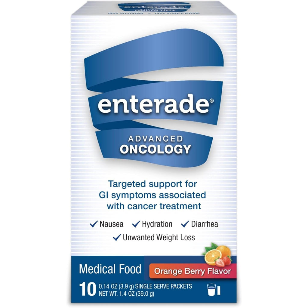 Enterade Advanced Oncology Powder Packets, Orange Berry (1 Box, 10 Packets) - Specially Formulated to Decrease GI Side Effects - 10 Single-Servings