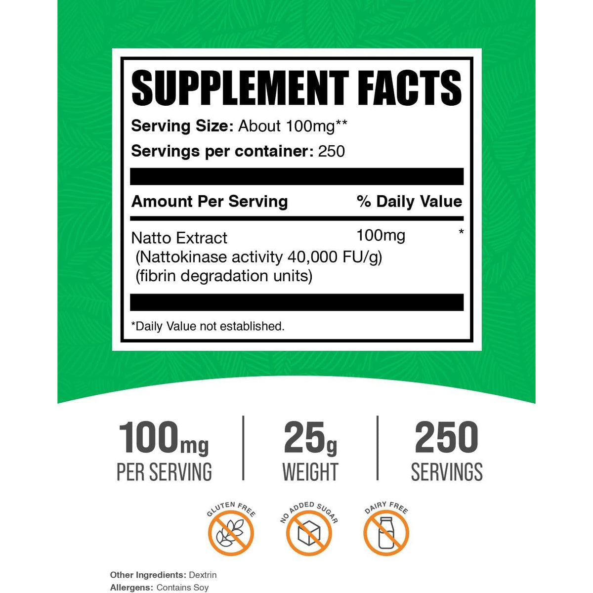 Bulksupplements.Com Nattokinase Powder - Natto Powder, Nattokinase Supplement, Nattokinase 4000 FU - Sourced from Natto Extract, 100Mg per Serving, 25G (0.88 Oz) (Pack of 1)