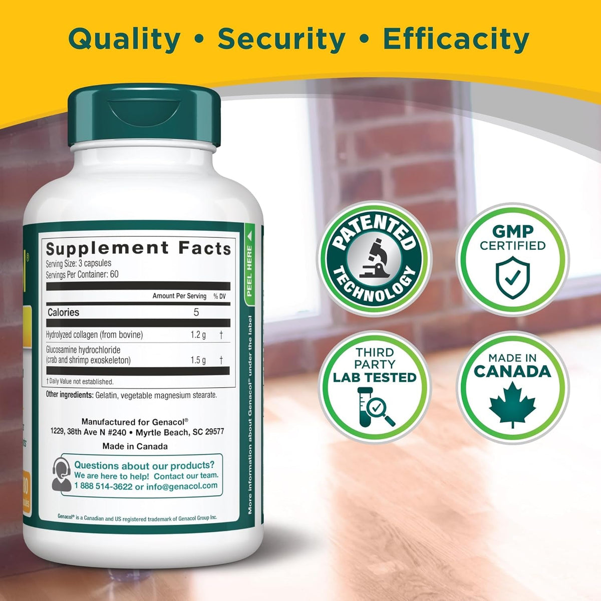 Genacol plus – Glucosamine and Ultra-Hydrolyzed Collagen, Joint Health Supplement for Men & Women, Protects and Maintains Healthy Joints, 180 Capsules (60-Day Supply)