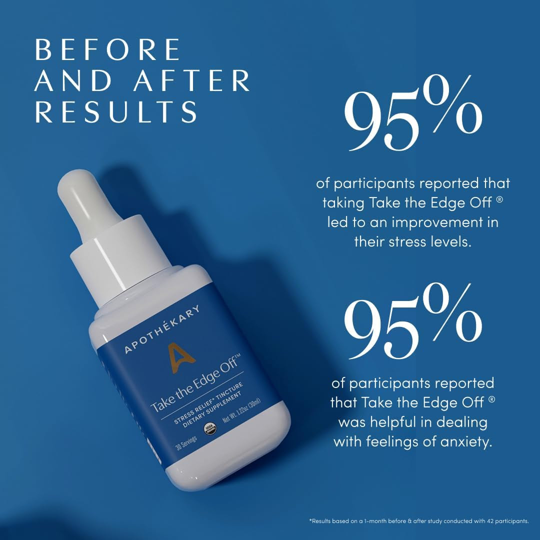 Apothékary Take the Edge Off, Helps Ease Stress & Tension, Alcohol-Free White Wine-Inspired Herbal Liquid Drops, Made with Passionflower Flower, Skullcap & Oatstraw Leaf, 1 Fl Oz, 30 Servings