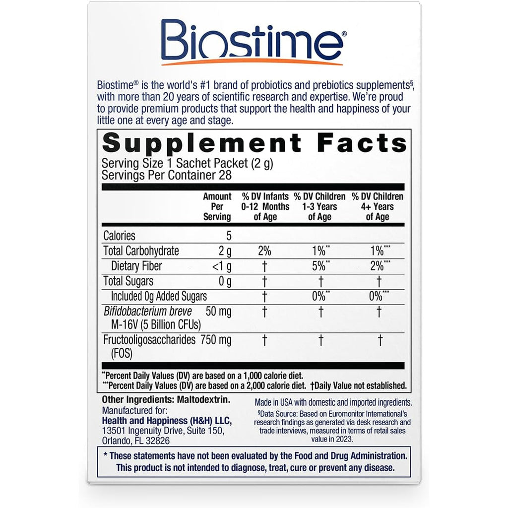 Biostime Baby & Kids Skin Defense | Helps Protect from Skin Inflammation † | 5 Billion Cfus | Gut Support | Clinically Tested Probiotics Strains | 28 Sachets