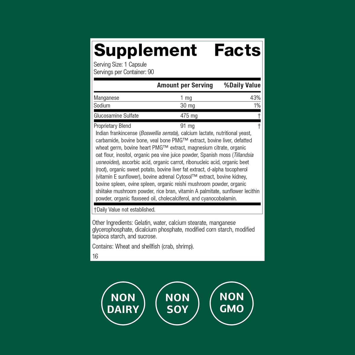 Standard Process Glucosamine Synergy - Joint Health Support Supplement - Support Connective Tissue with Glucosamine & Boswellia Serrata - Whole Food-Based Supplement with Manganese - 90 Capsules