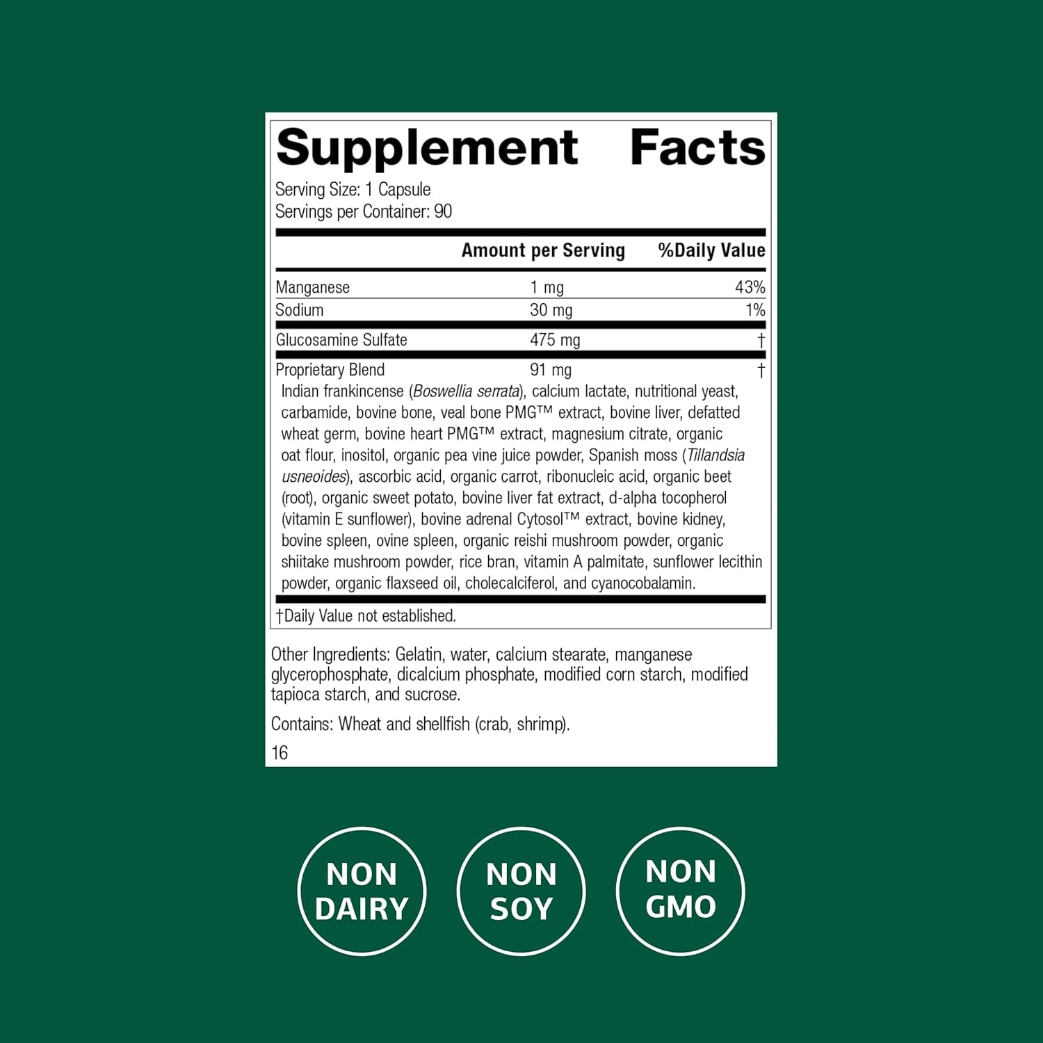 Standard Process Glucosamine Synergy - Joint Health Support Supplement - Support Connective Tissue with Glucosamine & Boswellia Serrata - Whole Food-Based Supplement with Manganese - 90 Capsules