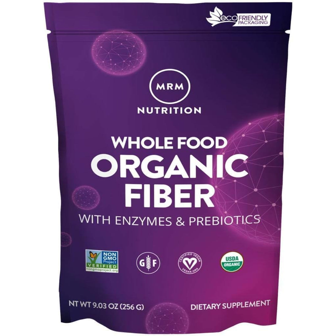MRM Whole Food Organic Fiber with Enzymes & Prebiotics - Organic High Fiber Powder Supplement for Daily Digestive Support, Soluble & Insoluble Dietary Fiber, Prebiotic Blend, 6 G Fiber - 32 Servings