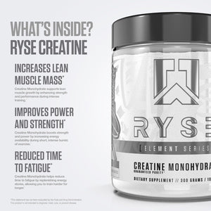 RYSE Creatine Monohydrate Powder - Unflavored - Supports Men & Women Lean Muscle Growth, Strength, Power, and Endurance - Helps Reduce Fatigue and Improve Workout Recovery - 60 Servings