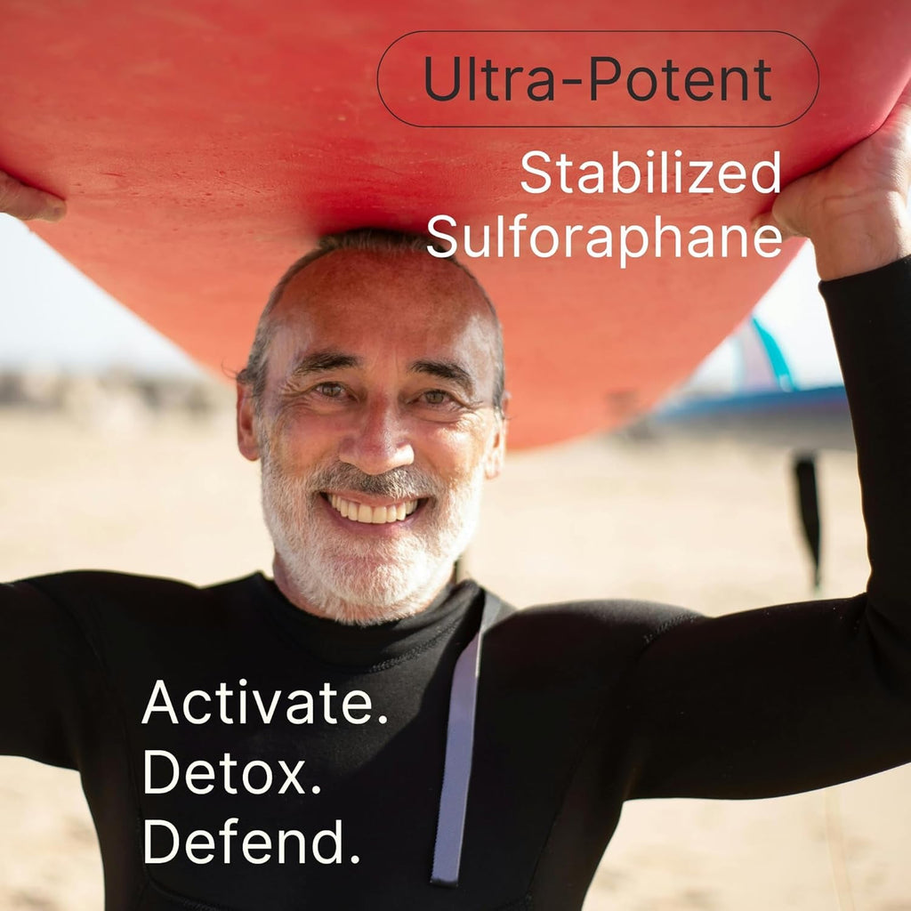 10Mg Pure Stabilized Sulforaphane Supplement from Broccoli Sprout Extract - Cellular Detox, Liver & Brain Health Support - Nrf2 Activator - Non-Gmo & Glyphosate Free - 30 Vegan Capsules