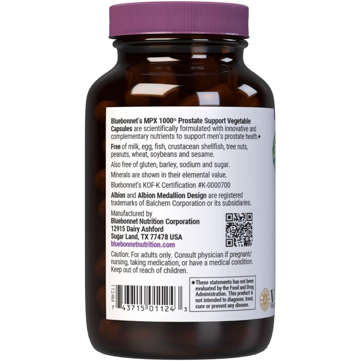 Bluebonnet Nutrition MPX 1000 Prostate Support - Prostate Health Supplements for Men - Saw Palmetto, Pumpkin Seed, Stinging Nettle, Beta Sitosterol & Plant Sterols - Non-Gmo, Vegan - 60 Capsules