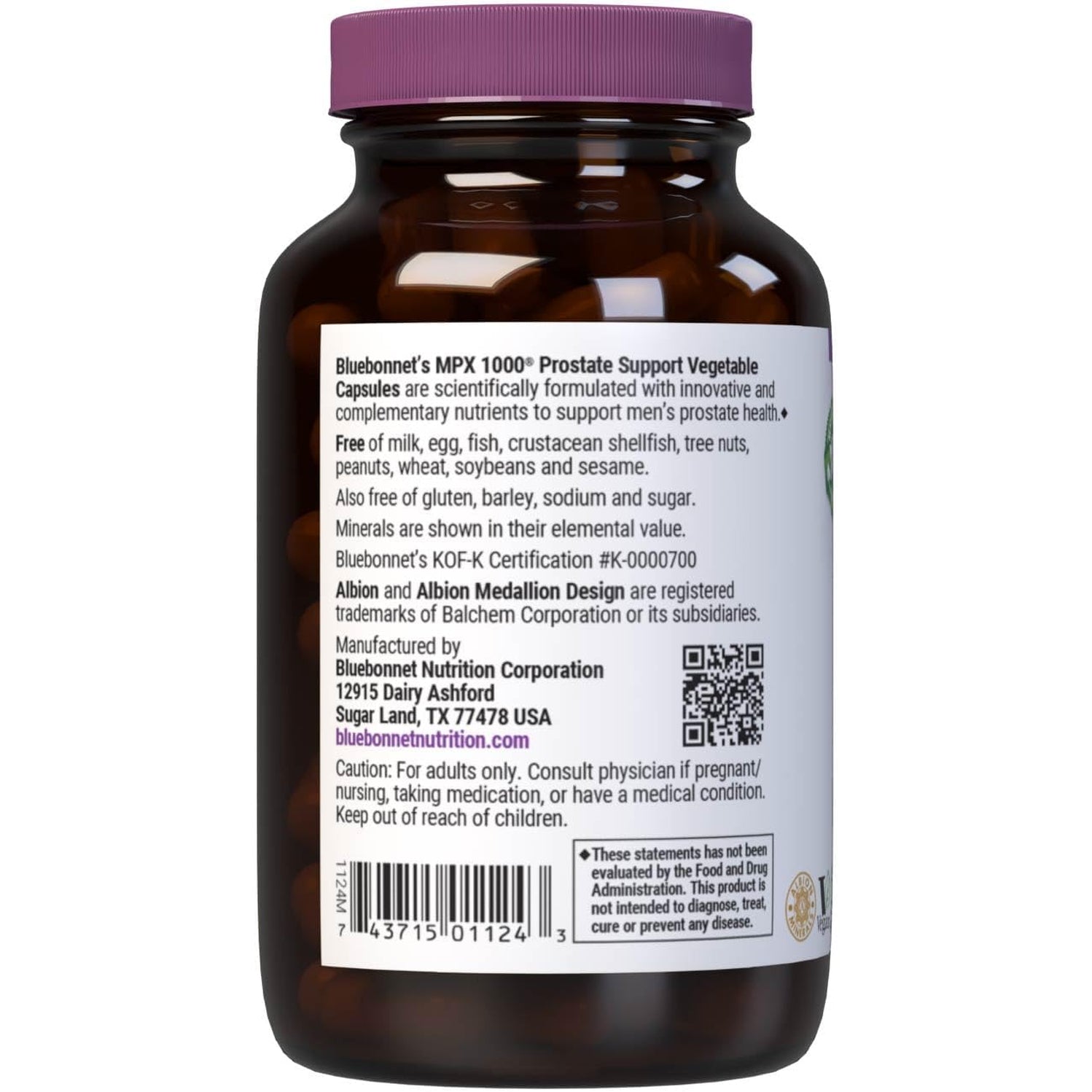 Bluebonnet Nutrition MPX 1000 Prostate Support - Prostate Health Supplements for Men - Saw Palmetto, Pumpkin Seed, Stinging Nettle, Beta Sitosterol & Plant Sterols - Non-Gmo, Vegan - 60 Capsules