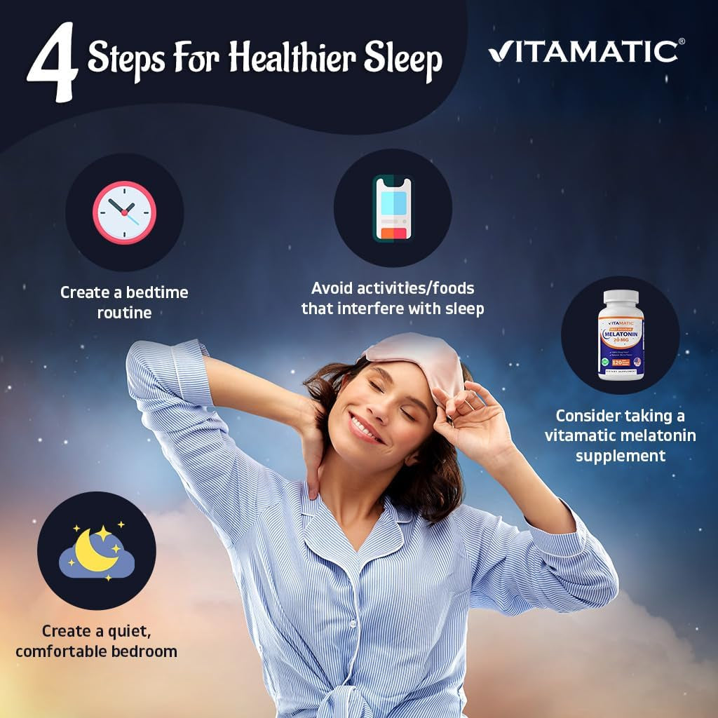 Vitamatic Melatonin 20Mg for Sleep Support | Vegetarian, Non-Gmo, Gluten Free | HIGH Potency 20 MG | Natural Berry Flavor 120 Fast Dissolve Tablets