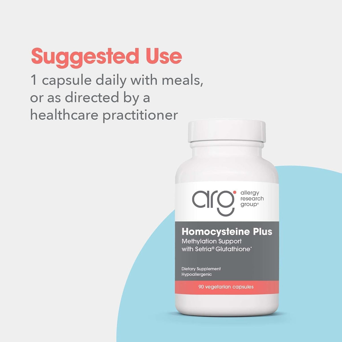 Allergy Research Group Homocysteine plus Supplement - with Setria Glutathione, Vitamin B Complex, Trimethylglycine, Vegetarian Capsules - 90 Count