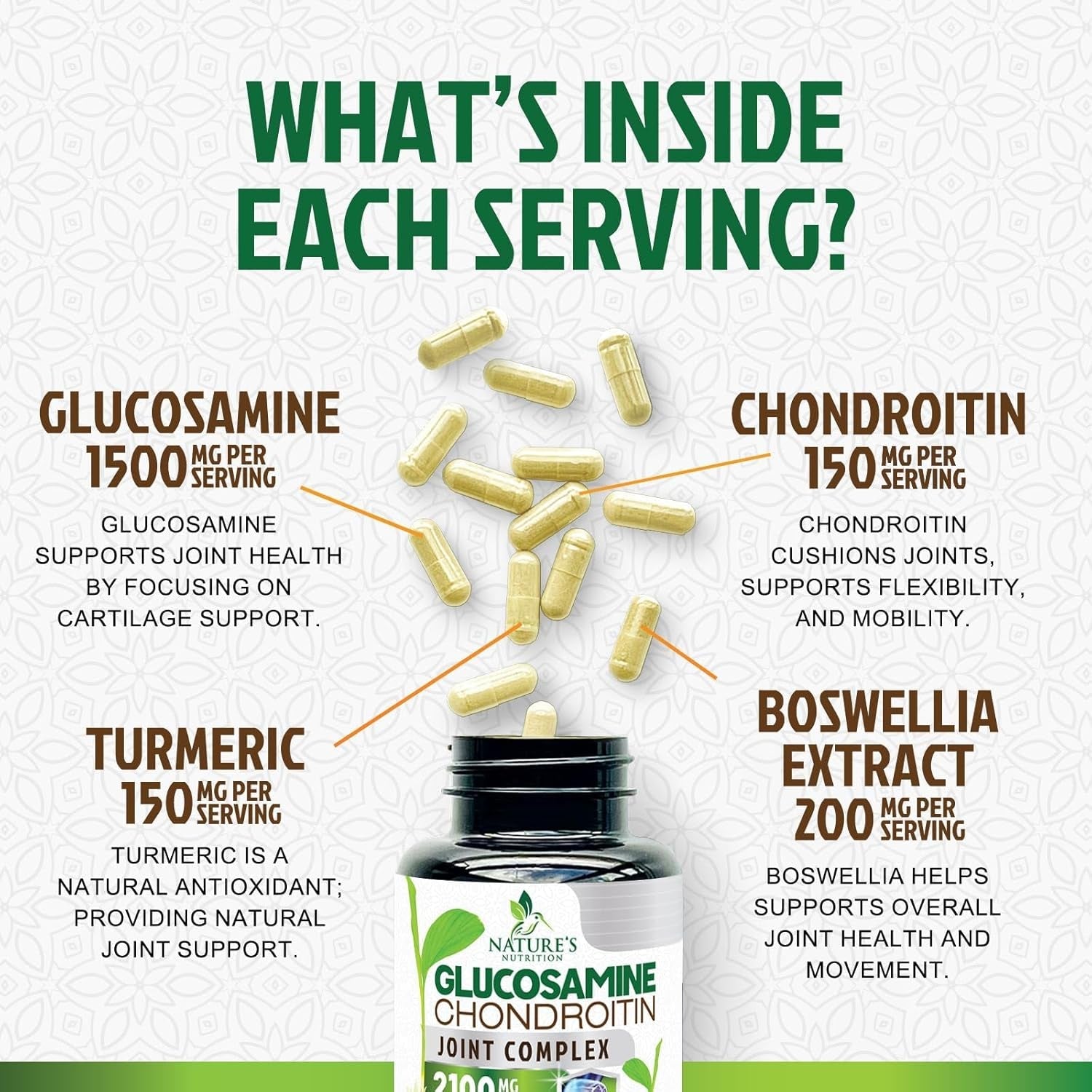 Glucosamine Chondroitin MSM - Joint Support Supplement for Joint Mobility and Cartilage Support for Men and Women - Triple Strength Glucosamine Supplements with Turmeric & Boswellia - 240 Capsules