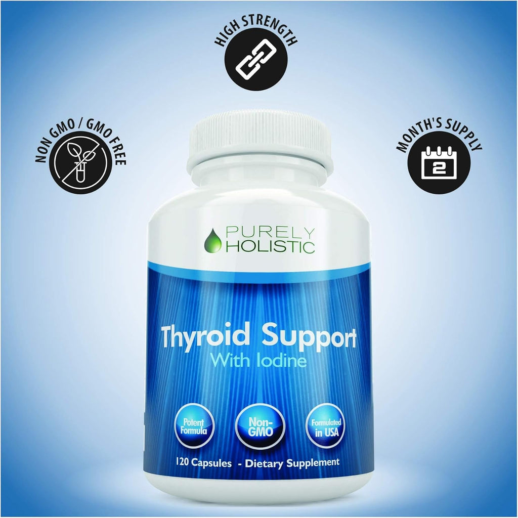 Thyroid Support | Iodine Supplement with Zinc, Selenium, L-Tyrosine & Vitamin B12 | Supports Energy Production & Cellular Health | Thyroid Support for Women & Men | Non-Gmo | 120 Ct (2-Month Supply)