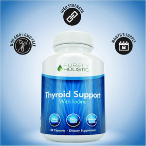 Thyroid Support | Iodine Supplement with Zinc, Selenium, L-Tyrosine & Vitamin B12 | Supports Energy Production & Cellular Health | Thyroid Support for Women & Men | Non-Gmo | 120 Ct (2-Month Supply)