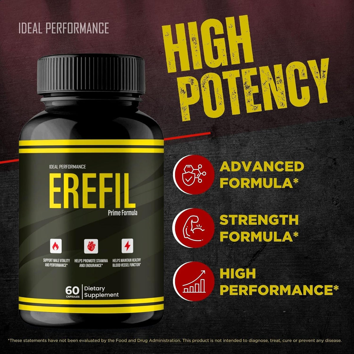 Erefil Supplement Capsules, Advanced Erefil Natural Pills - Maximum Strength, All Natural Performance, Stamina and Energy Support, Ere Fil Overall Health and Wellness Support Reviews (60 Capsules)