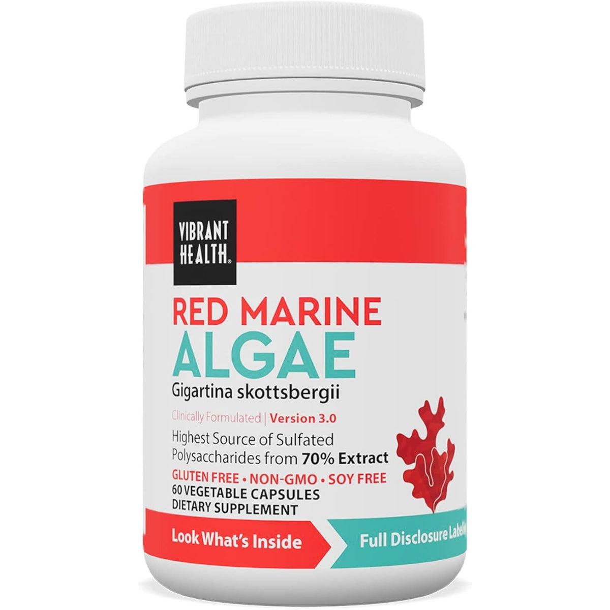 Vibrant Health, Gigartina Red Marine Algae, Plant-Based Immune Support, 60 Capsules