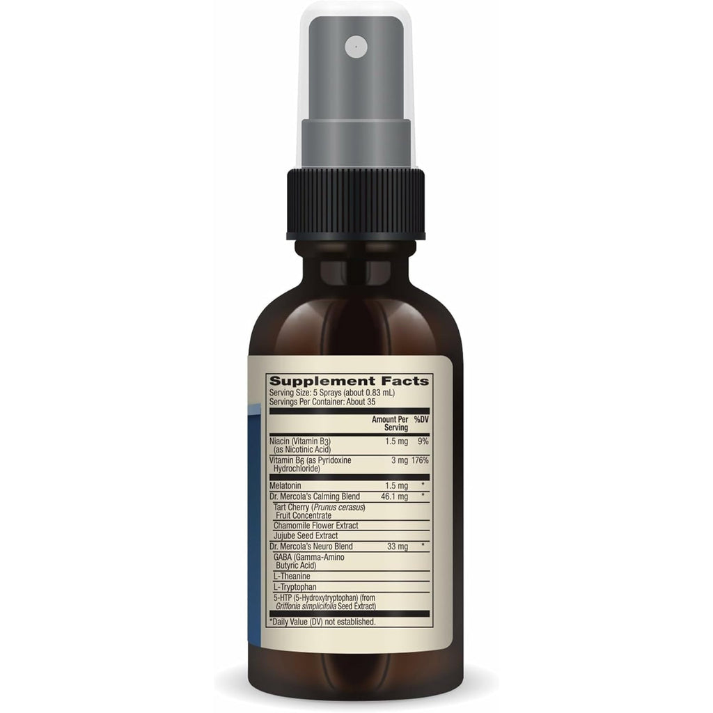 Dr. Mercola Sleep Support with Melatonin Spray - Supports Restful Sleep - Non-Gmo, Gluten-Free & Soy-Free - Natural Raspberry Flavor - 0.98 Fl Oz (35 Servings)