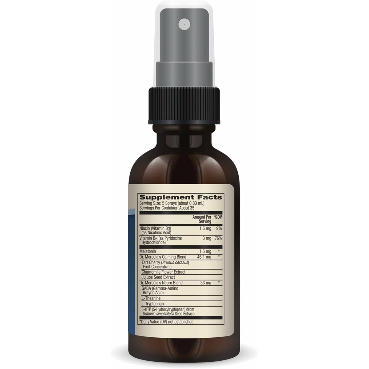 Dr. Mercola Sleep Support with Melatonin Spray - Supports Restful Sleep - Non-Gmo, Gluten-Free & Soy-Free - Natural Raspberry Flavor - 0.98 Fl Oz (35 Servings)