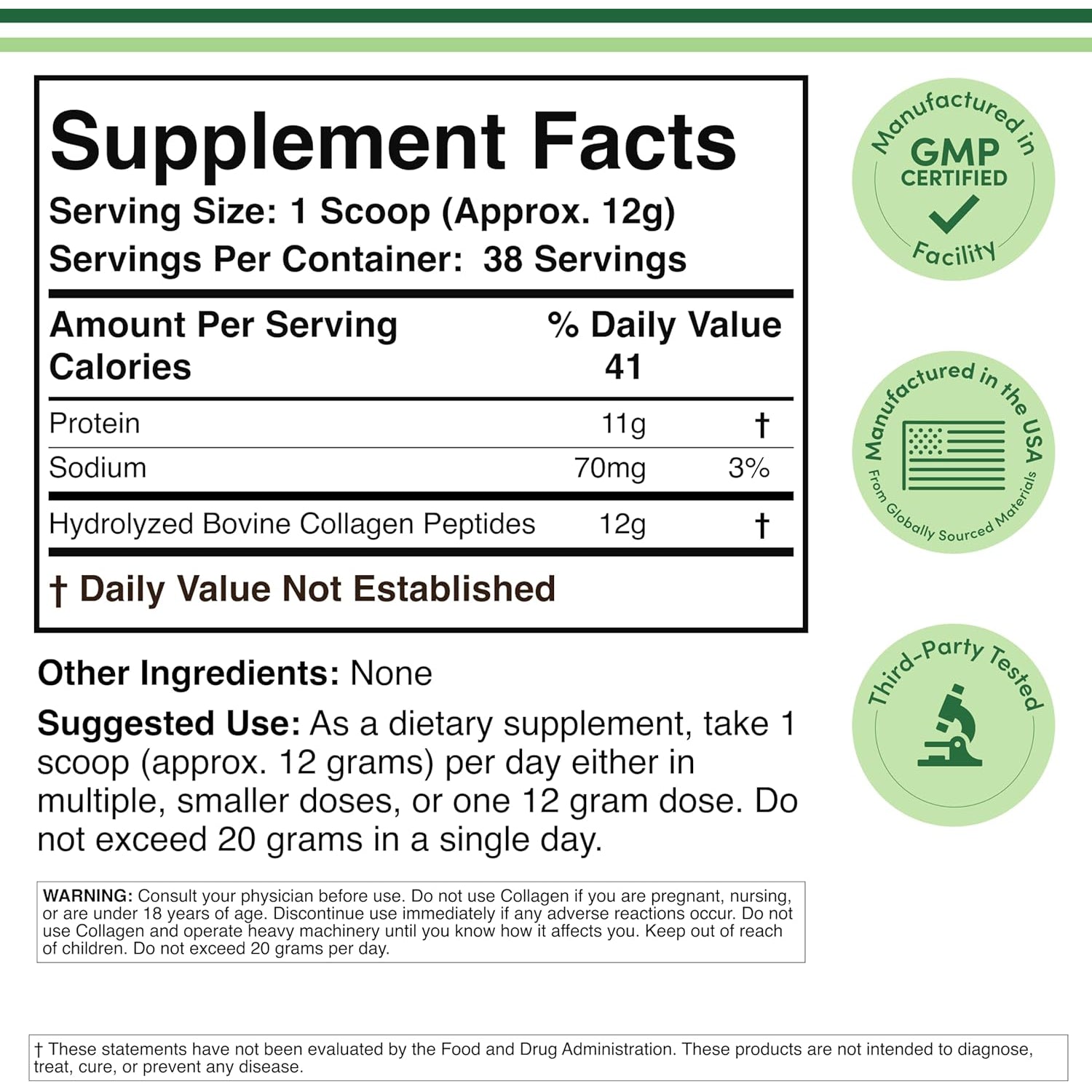 Collagen Peptides Powder - Hydrolyzed Collagen, Keto Safe - 16.08Oz - Multi Type 1, 2, and 3 (Grass Fed Bovine Source)(Colageno Hidrolizado) Collagen Supplements for Women and Men by Double Wood