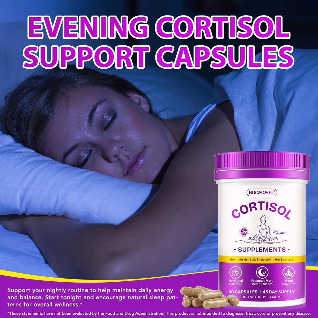 Cortisol Supplements for Women - Cortisol Reducer & Stress Support - Magnolia Bark, Rhodiola Rosea, Holy Basil, Magnesium, Phosphatidylserine - Hormone Balance & Mood, Focus, Sleep Support