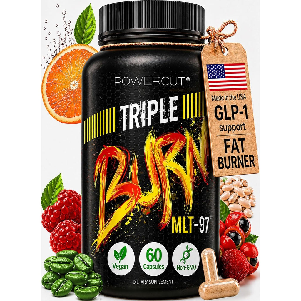 Triple Burn Weight Loss Pills for Women & Men, Fat Burner GLP-1 Support, Appetite Suppressant, Diet Pills with Green Coffee Extract & Cayenne (60 Capsules)