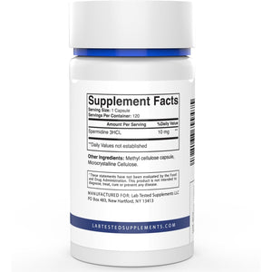 Spermidine 3HCL Supplement - 120 10Mg Capsules - 3Rd Party Coa'S Provided with Every Lot# - Spermidine Trihydrochloride
