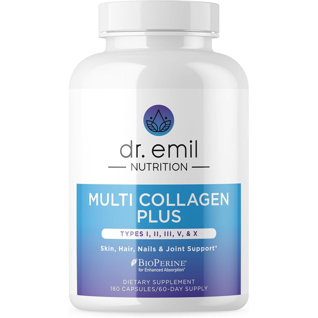 Dr. Emil Nutrition Multi Collagen - Hydrolyzed Collagen Supplement - Types I, II, III, V & X - Hair, Skin, Nails & Joint Support - Non-Gmo & Dairy-Free - plus Biotin & Vitamin D - 60 Servings
