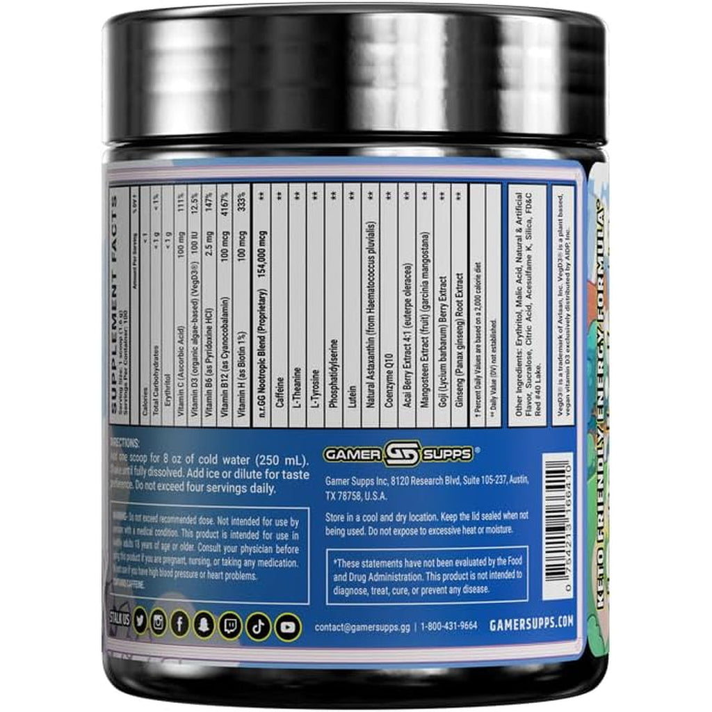 Gamer Supps GG Energy - Goof Juice by Moistcr1Tikal (100 Servings) - Keto Friendly Gaming Energy and Nootropic Blend, Sugar Free + Caffeine + Vitamins + Immune Support, Powder Drink