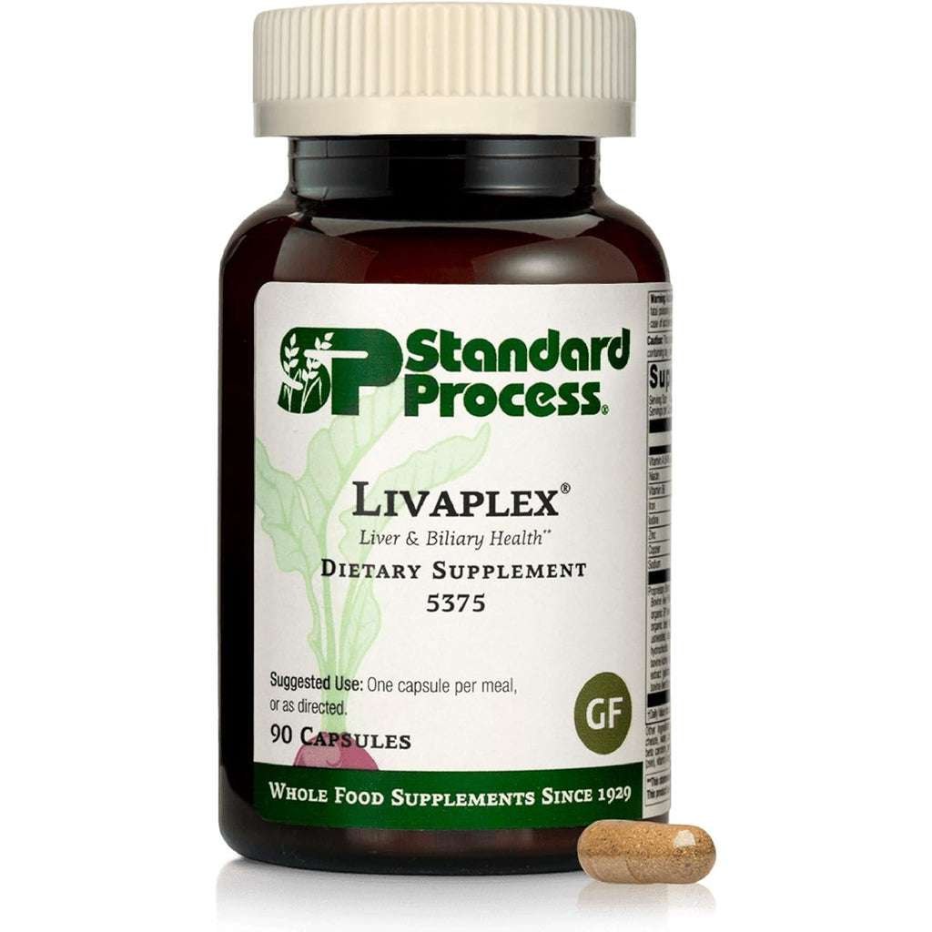 Standard Process Livaplex - Whole Food Bowel, Digestion and Digestive Health, Liver Health and Gallbladder Support with Spanish Black Radish, Betaine Hydrochloride, and Organic Carrot - 90 Capsules
