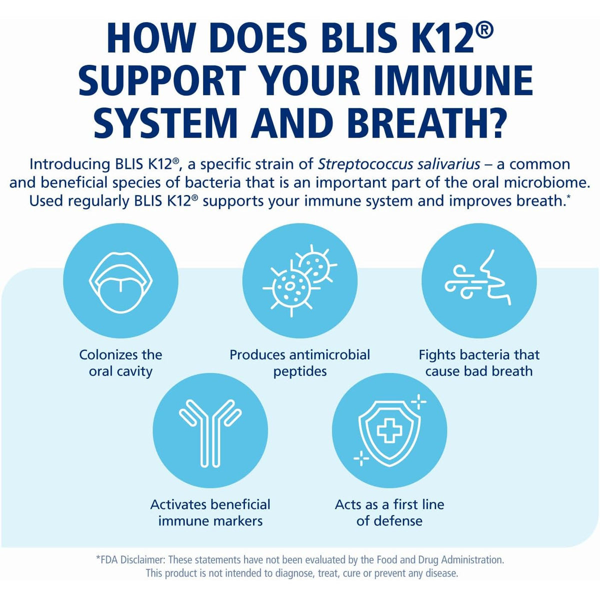 BLIS Throathealth Oral Probiotics K12 - Immune & Throat Support, Vanilla - 60 Lozenges, 2.5 Billion CFU