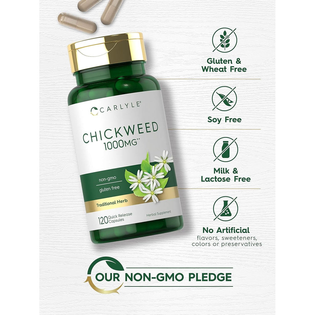 Carlyle Chickweed Supplement | 120 Capsules | Non-Gmo & Gluten Free