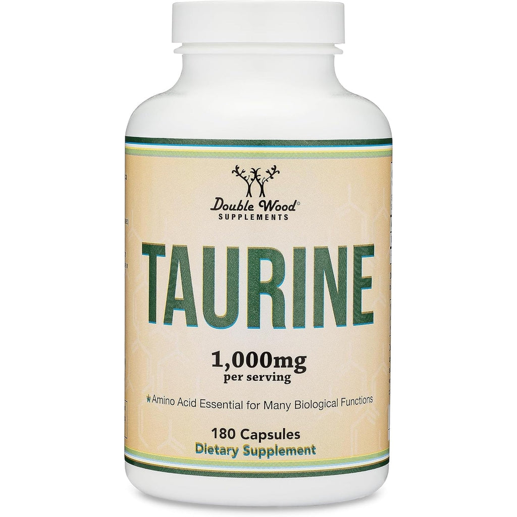 Taurine Supplement 1000Mg per Serving, 180 Capsules - Amino Acid Studied to Support a Longer, Healthier Life (Taurina) Vegan Safe, Gluten Free, Non-Gmo by Double Wood