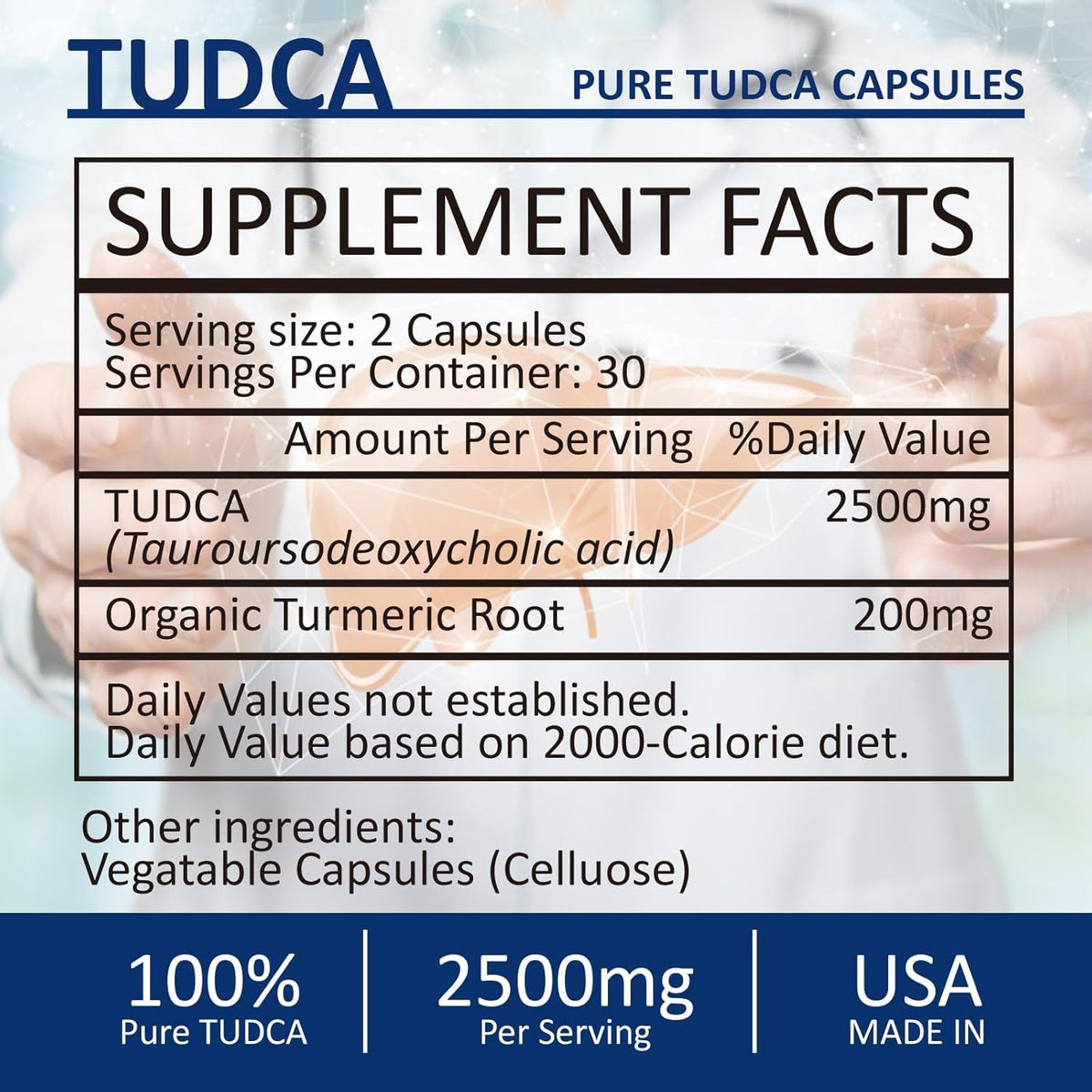 2500MG TUDCA Supplement - Bile Salts Liver Detox & Cleanse and Gallbladder Clease Health Formula Live Supplement 60 Capsules