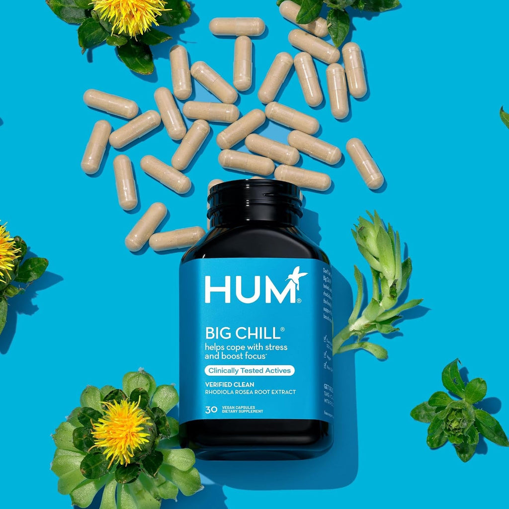 HUM Big Chill Rhodiola Rosea Supplement, Adaptogenic Herbal Calm Supplement, Support for Focus, Calming and Adrenal Health Balance with 500Mg Rhodiola Rosea Extract, Gluten Free, 30 Vegan Capsules