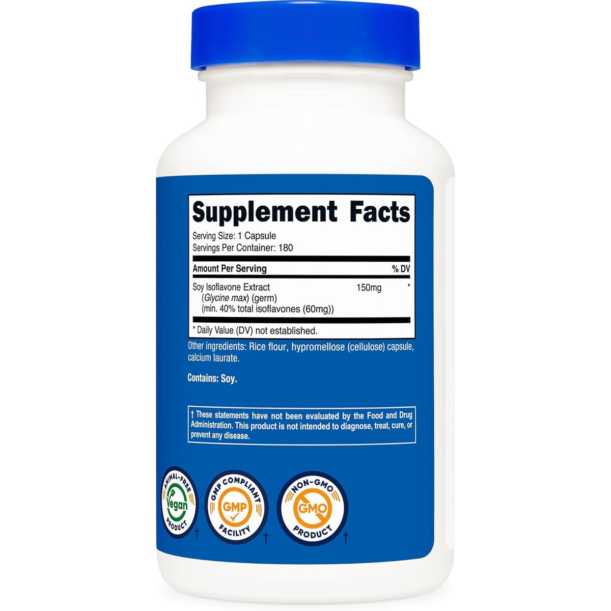 Nutricost Soy Isoflavones 150Mg, 180 Veggie Capsules - Gluten Free, Non-Gmo, Vegetarian Friendly
