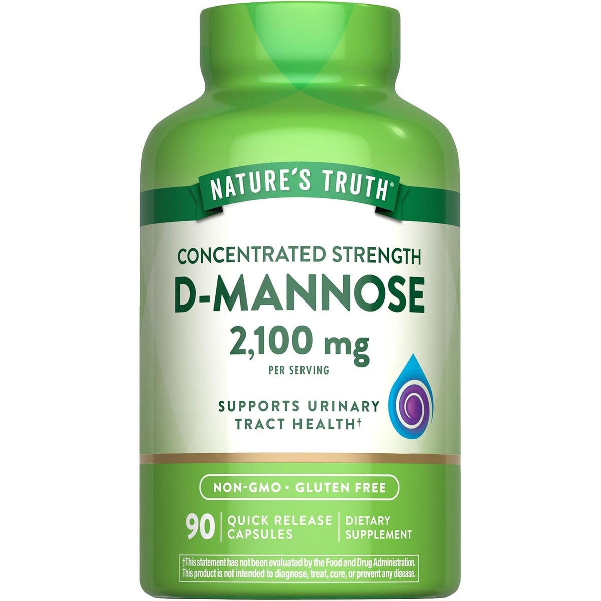 Nature'S Truth D-Mannose Pills | 2100Mg | 90 Capsules | Non-Gmo & Gluten Free Supplement